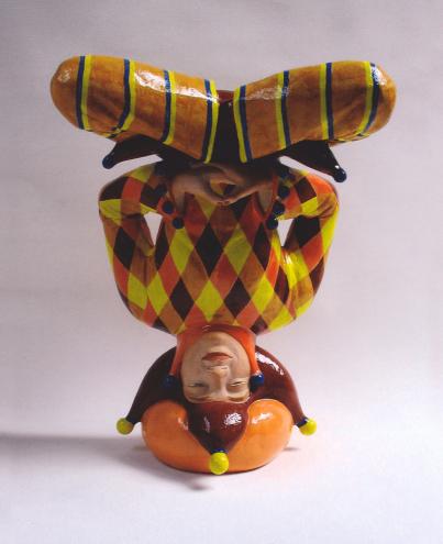  HARLEKIN- BUDDHA, Keramik,H.49cm, 2006