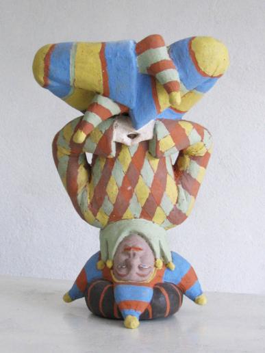 HARLEKIN- BUDDHA, Keramik, H.32cm, 2006