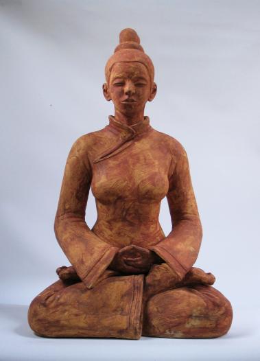 WEIBLICHER BUDDHA, Keramik, H.87cm, B.52cm, 2005