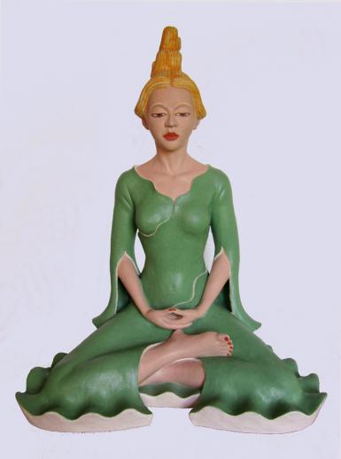 WEIBLICHER BUDDHA , Keramik, H.54cm, 2015