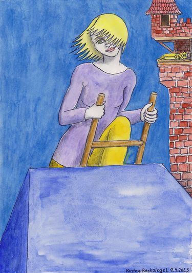 BEGEGNUNG AUF HÖCHSTEN ZINNEN, Aquarell, A4, 2023